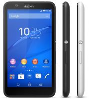 Sony Xperia E4 - widok z przodu i boku (z boku biay i czarny)