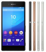 Smartfon Sony Xperia Z3+ - widok z przodu i boku (wersje kolorystyczne)
