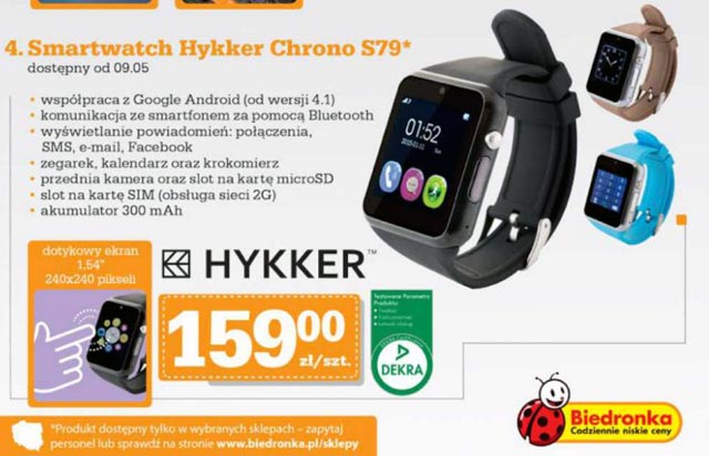 Smartwatch Hykker Chrono S79 w Biedronce za 159 z