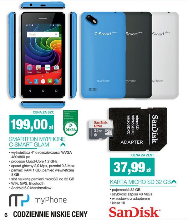 Smartfon myPhone C-Smart Glam w Biedronce za 199 z