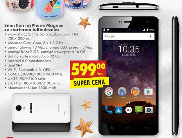 Smartfon myPhone Magnus w Biedronce za 599 z